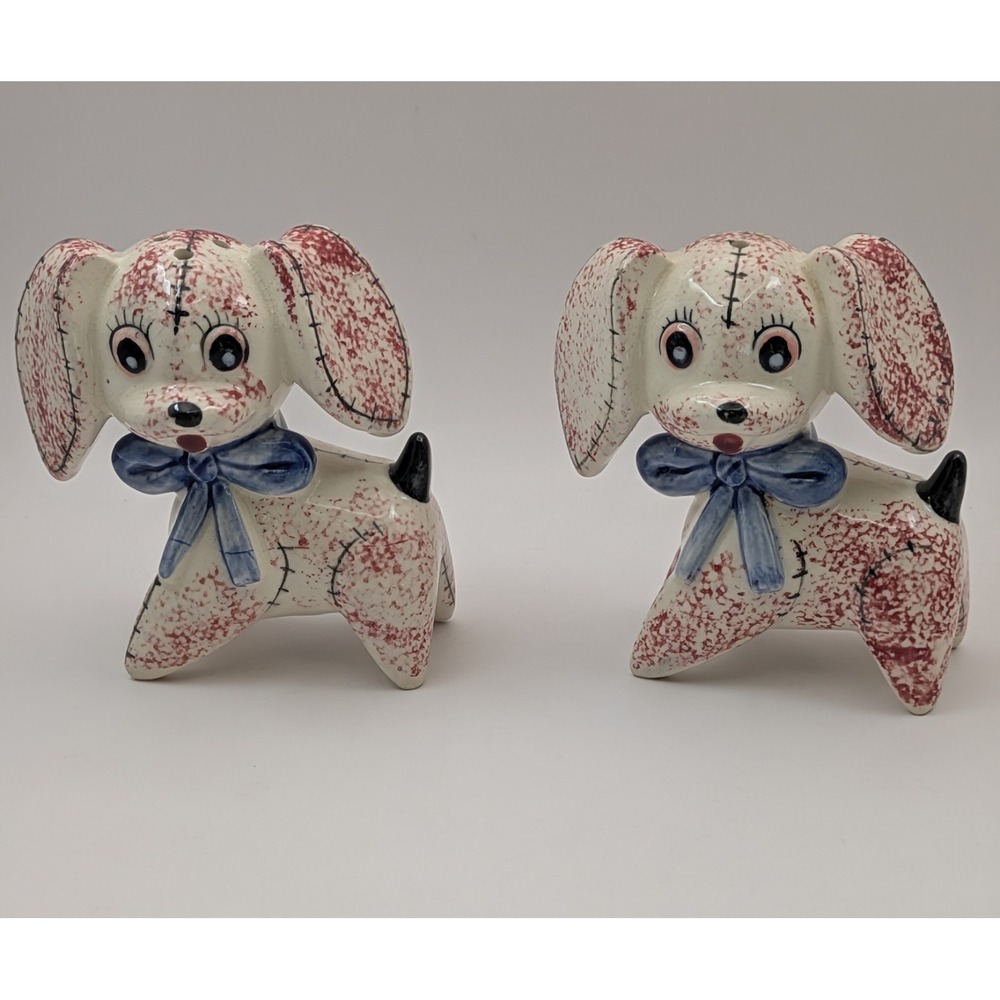 Vintage Ceramic Patchwork Puppy Pepper‎ Shaker Japan Kitschy READ